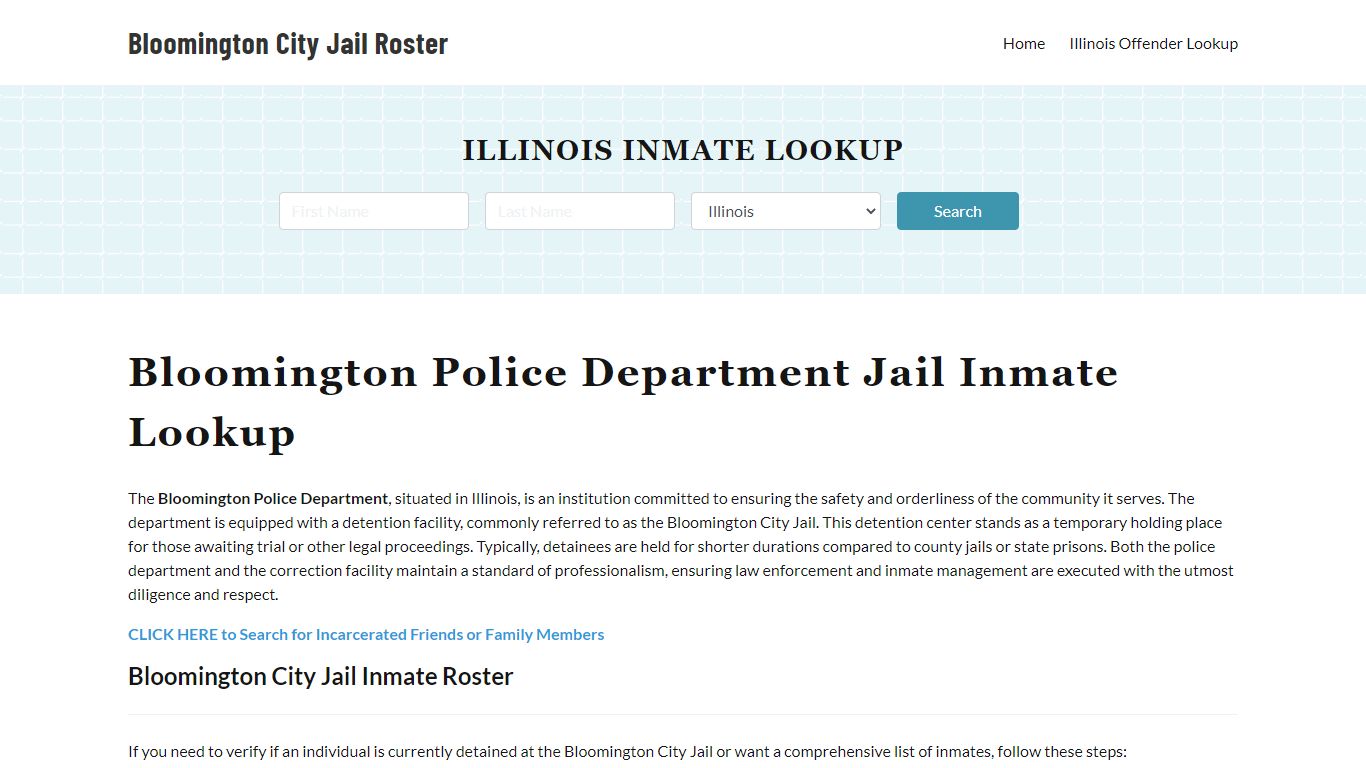 Bloomington Police Department & City Jail, IL Inmate Roster, Arrests ...